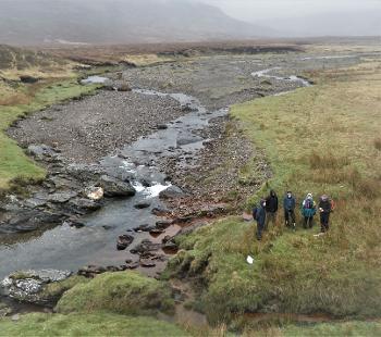 Erosion, bank collapse and unstable riverbed in Glen Douchary, May 2022