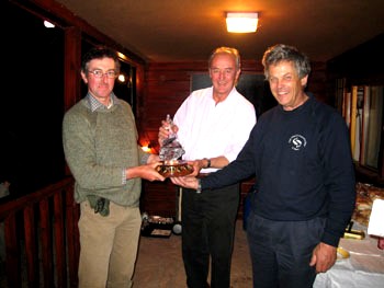 Peter receives the RAFTS challenge trophy from His Grace the Duke of Roxburghe (?Tweed Foundation)